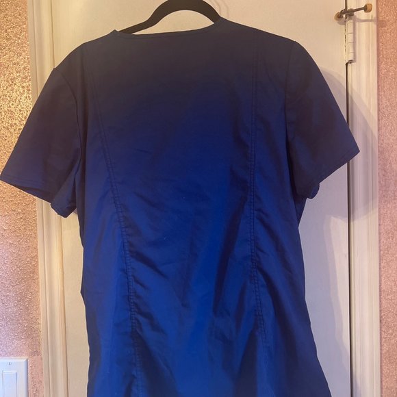 Cherokee Workwear Revolution Womens V-Neck Scrub Top L/G Navy Blue With Pockets - Picture 7 of 7